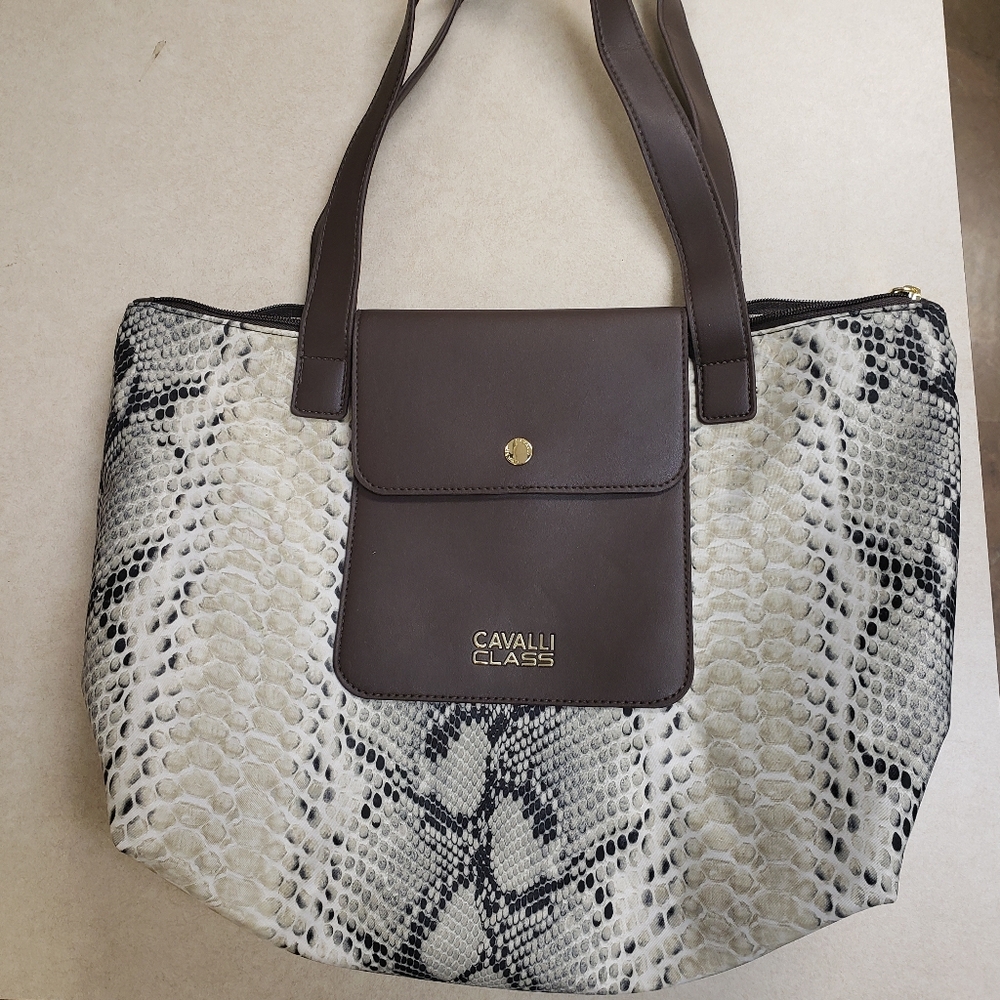 Cavalli Class by Roberto Cavalli Medium Nylon Tote In Python Print